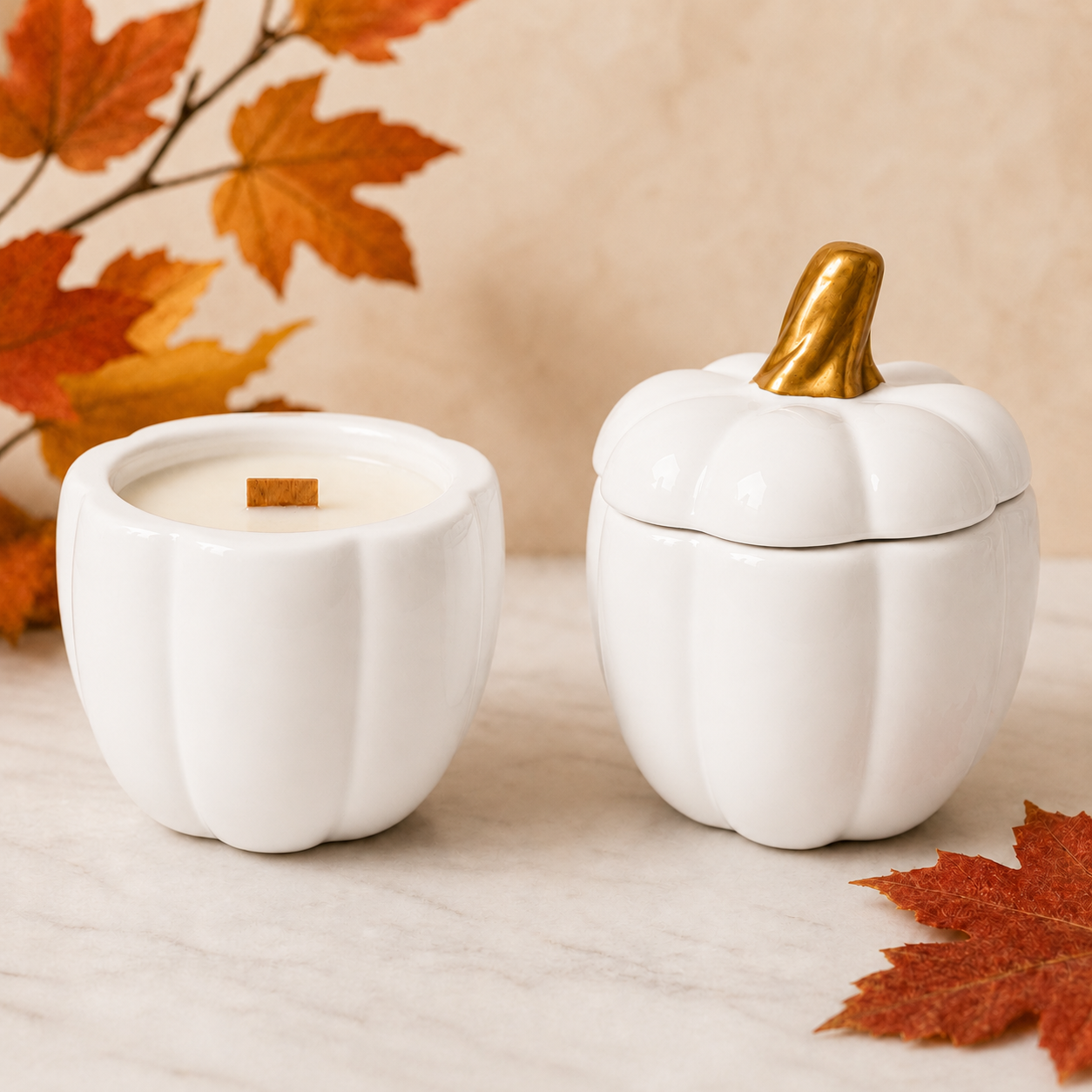 RECVRD Candle Co white pumpkin candle, 100% soy wax, essential oil infused scent, handmade in Vancouver BC